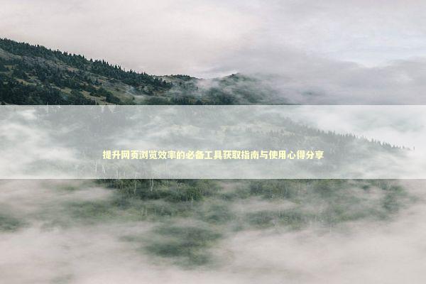 提升网页浏览效率的必备工具获取指南与使用心得分享